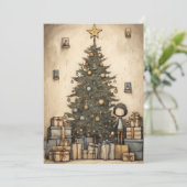 ツリーの下のクリスマスプレゼントイラストレーション シーズンカード (スタンド正面)