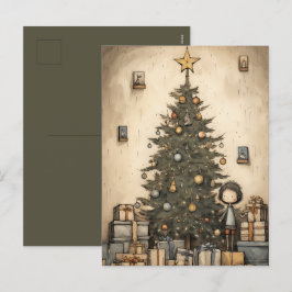 ツリーの下のクリスマスプレゼント シーズンポストカード