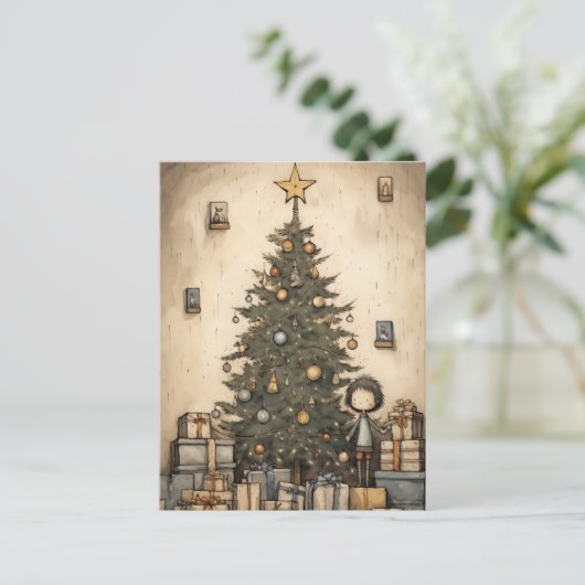 ツリーの下のクリスマスプレゼント シーズンポストカード (スタンド正面)