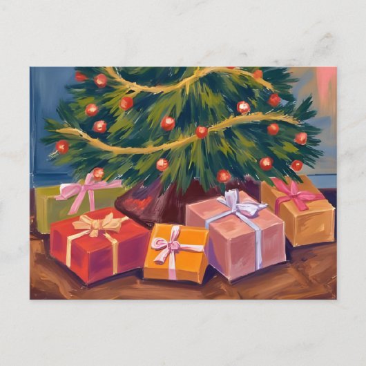 ツリーの下のプレゼント | クリスマス ポストカード (正面)