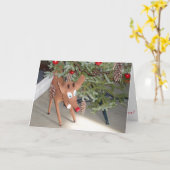 「ツリーの下のルドルフ」クリスマスカード カード (黄色い花)