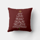 ツリーの中でクリスマスのビーブ！赤の上に白 クッション (裏面)