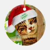 ツリーの中のクリスマスタブビー猫 セラミックオーナメント (裏面)