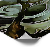 ツリーの夜のシーン満月のシルクアート絵画。 ポスター (角)