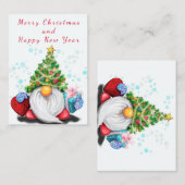 ツリーの帽子とプレゼントの小人 クリスマス＆ニューイヤー ノートカード (正面/裏面)