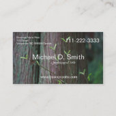 ツリーの幹と春の葉緑の情報 名刺 (裏面)