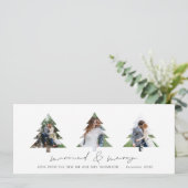 ツリーの形の写真3枚とメリー結婚したクリスマス シーズンカード (スタンド正面)