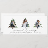 ツリーの形の写真3枚とメリー結婚したクリスマス シーズンカード (正面/裏面)