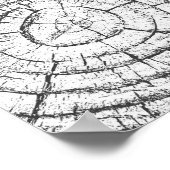 ツリーの成長リングや輪の白黒の指紋 ポスター (角)