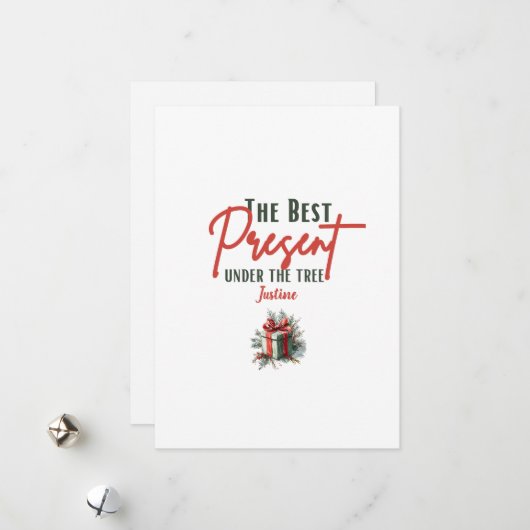 ツリーの最高の下にある表示、カスタマイズ可能なクリスマス シーズンカード (正面/裏面インサイチュ)