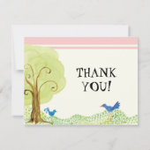 ツリーの生活、女お洒落の子ありがとうノートカード 招待状 (裏面)