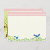 ツリーの生活、女お洒落の子ありがとうノートカード 招待状 (正面/裏面)