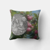 ツリーの赤いリンゴ絵画あなたの写真を追加 クッション (裏面)