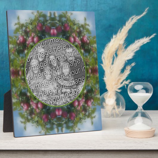 ツリーの赤いリンゴ絵画あなたの写真を追加 フォトプラーク (側面)