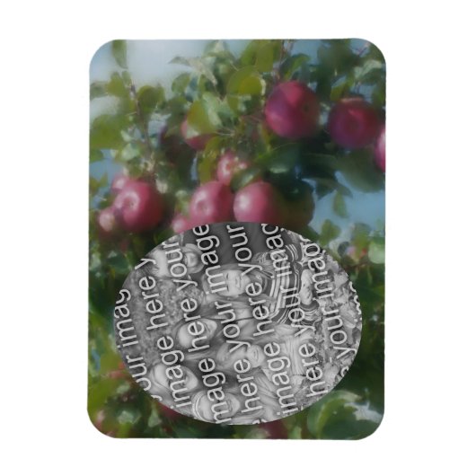 ツリーの赤いリンゴ絵画あなたの写真を追加 マグネット (縦)