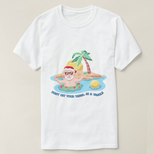 "ツリーの飾りをひっかけてストレスMAX" 面白ビーチ サ Tシャツ (デザイン正面)