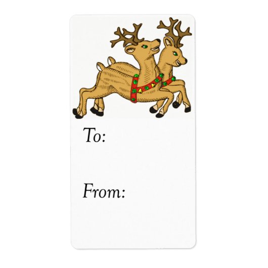 ツリーの鹿のヴィンテージギフトタグ ラベル (正面)