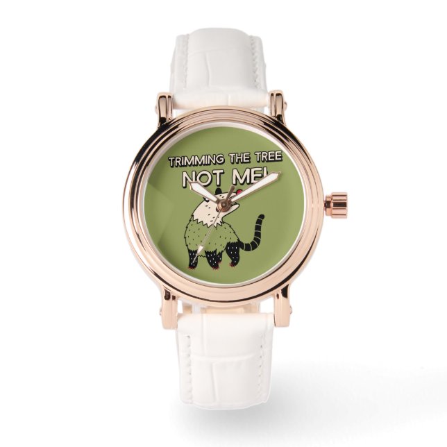 ツリーをトリミングしおもしろいないPossumクリスマス 腕時計 (正面)
