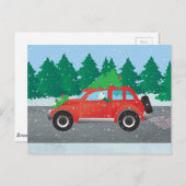 ツリーを上にウェスティードライビングクリスマスカー シーズンポストカード (正面/裏面)