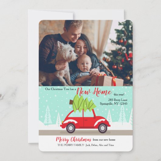 ツリーを持ち帰るフォトホリデーカード シーズンカード (正面)