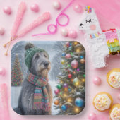 ツリーを持つクリスマス・アイリッシュ・ウルフハウンド ペーパープレート (パーティー)