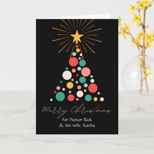 ツリーを持つ牧師と彼の妻のためのクリスマス カード (黄色い花)