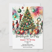 ツリーを飾る少女たちのホリデーパーティ 招待状 (正面)
