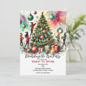 ツリーを飾る少女たちのホリデーパーティ 招待状 (スタンド正面)