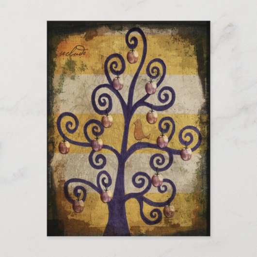 ツリーアートデザイナーのイラストレーションで鳥を除外 ポストカード (正面)