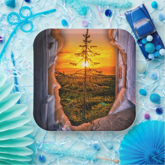 ツリーアートデザイン ペーパープレート (パーティー)