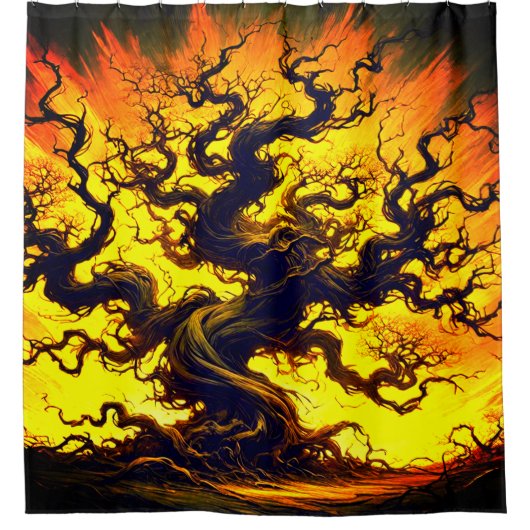 ツリーアート シャワーカーテン (正面)