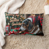 ツリーイング・ウォーカー・クーンハウンドのクリスマスフェスティバル ランバークッション (ブランケット)