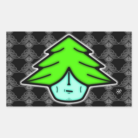 ツリーウォリアー(顔のような漫画) v2.1長方形 長方形シール (正面)