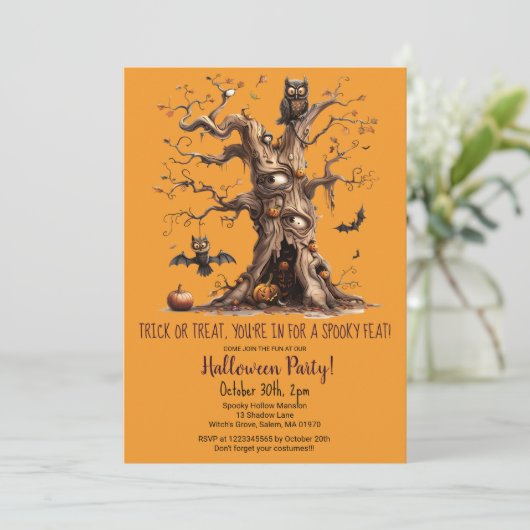 ツリーウ不気味ルこうもりカボチャハローウィンパーティ 招待状 (スタンド正面)