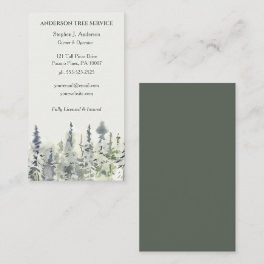 ツリーエレガントサービスのアーボリストのトリミング 名刺 (正面/裏面)