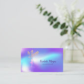 ツリーエレガントシルエット、ホログラフィグラデーションックヨガ 名刺 (スタンド正面)