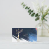 ツリーエレガントシルエット、ヨガブラシストローク 名刺 (スタンド正面)