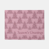 ツリーエレガントパターン | Dusty Mauveピンクのクリスマス ドアマット (正面)