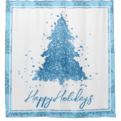 ツリーエレガントパターン | Luxe Aqua Mintクリスマス シャワーカーテン (正面)