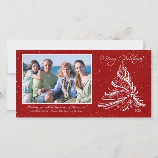 ツリーエレガントファミリークリスマスフォトカード シーズンカード (正面)
