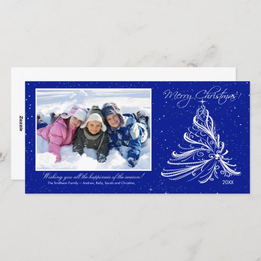 ツリーエレガントファミリークリスマスフォトカード シーズンカード (正面/裏面)