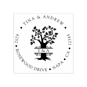 ツリーエレガントモノグラムの差出人住所 ラバースタンプ