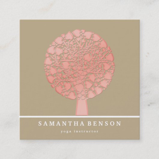 ツリーエレガントヨガインストラクターウェルネスライフコーチS スクエア名刺 (正面)