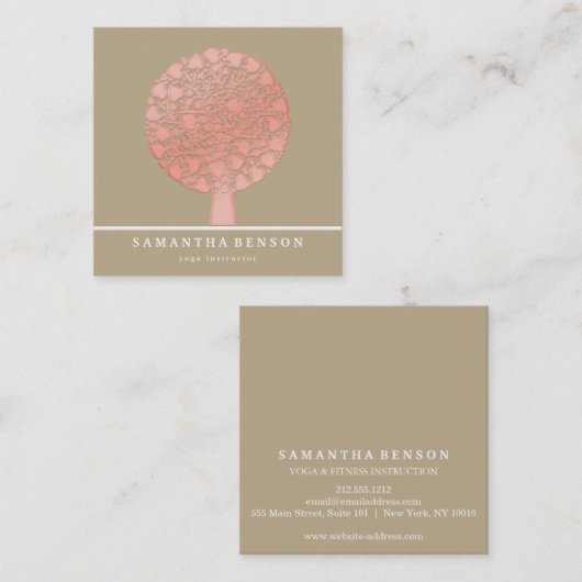 ツリーエレガントヨガインストラクターウェルネスライフコーチS スクエア名刺 (正面/裏面)