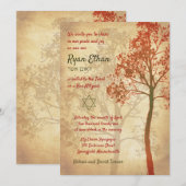 ツリーオブエレガントライフバー（ユダヤ教の）バル・ミツバー招待状 招待状 (正面/裏面)