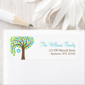 ツリーオブモダンライフティール（緑がかった色）ブルーグリーンバルミツワー ラベル (インサイチュ)