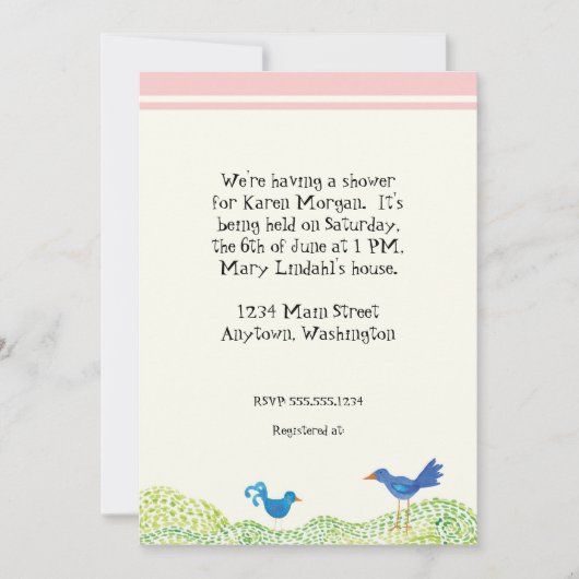 ツリーオブライフお洒落ガールベビーシャワー招待状 招待状 (正面)