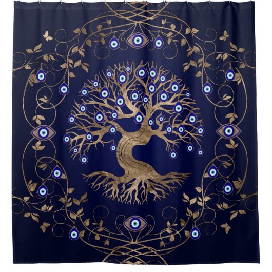ツリーオブライフイビルアイオーナメント シャワーカーテン (正面)
