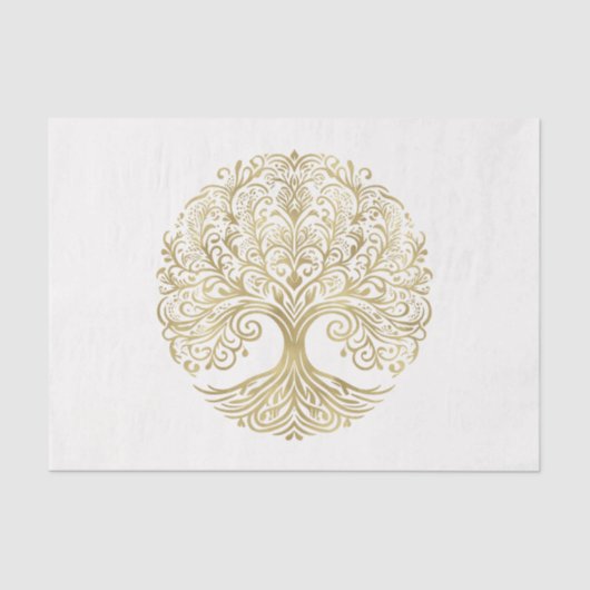 ツリーオブライフクリーム&金ゴールドケルト結婚ト 薄葉紙 (正面)