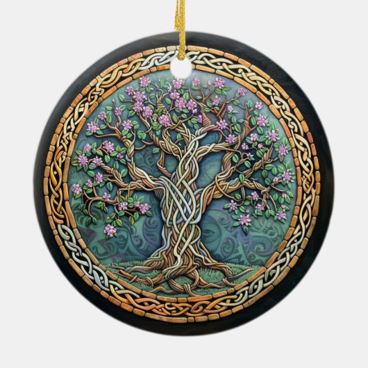 ツリーオブライフケルト結び目模様 セラミックオーナメント (裏面)